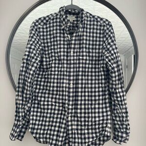 J. Crew Men's Navy and White Checkered Shirt